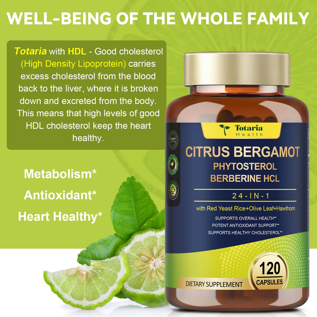 Citrus Bergamot Supplement for High Cholesterol - Italian Citrus Bergamot & Plant Sterols Stanols Natural Way to Balance Cholesterol Level, - TrustMedUSA