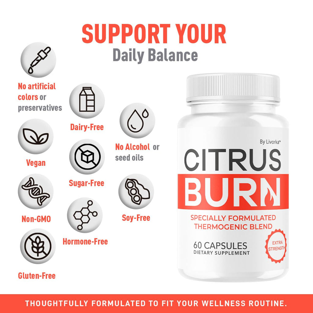 Citrus Burn Capsules - Official CitrusBurn Pills Supplement Support All Natural Ingredients Advanced Formula Premium Multivitamin for Overall Health & Wellness, 60 Capsules for 1 Month - TrustMedUSA