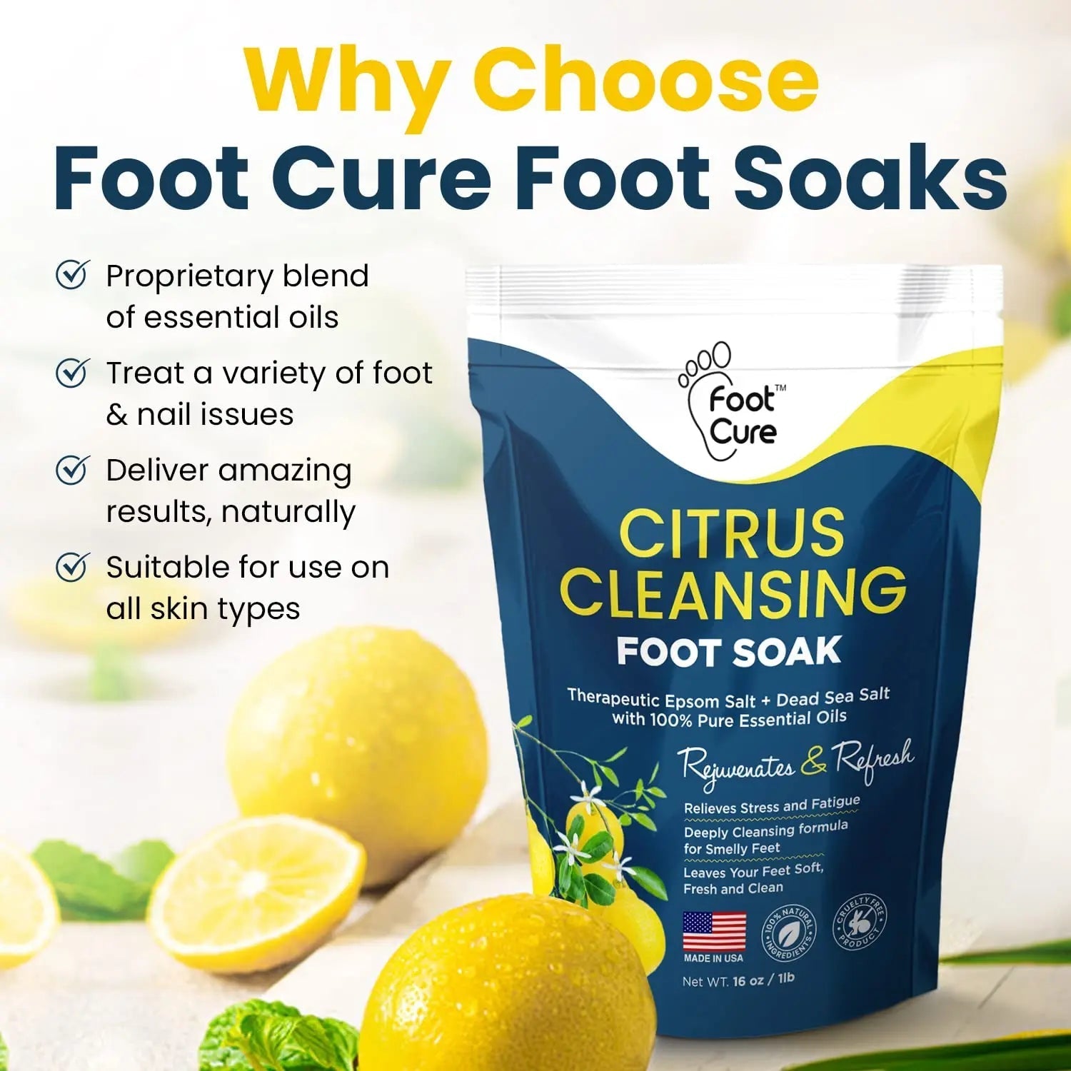 Citrus Detox Foot Soak With Epsom Salts - for Foot Callus, Immune Boost, Damaged Toenail - TrustMedUSA