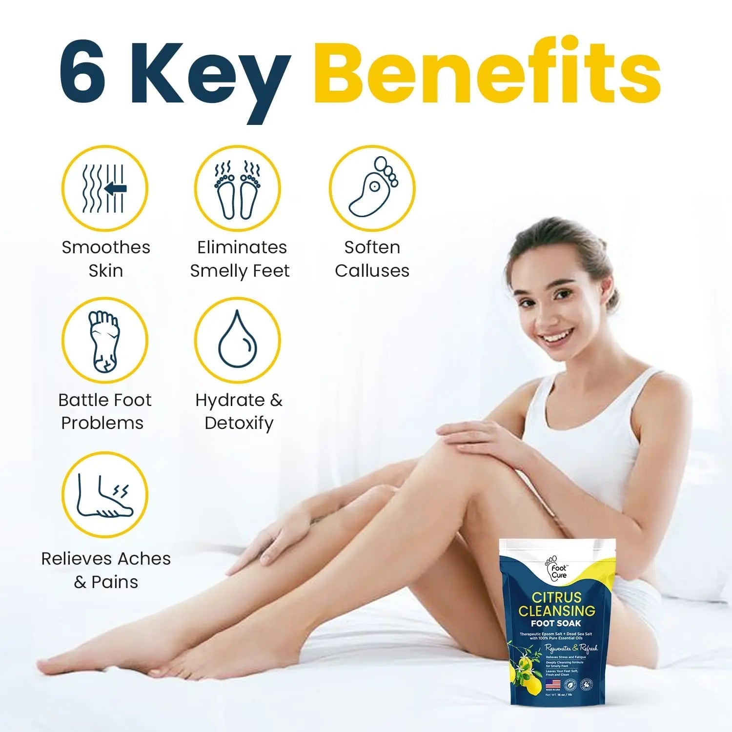 Citrus Detox Foot Soak With Epsom Salts - for Foot Callus, Immune Boost, Damaged Toenail - TrustMedUSA