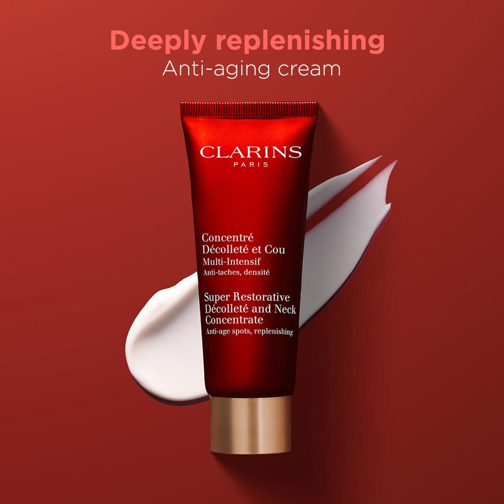 Clarins Super Restorative Décolleté and Neck Concentrate | Deeply Replenishing, Anti-Aging Cream For Mature Skin | Skin Texture Is Refined and Chest Creases Are Visibly Diminished After 4 Weeks* - Maple Wellness Supplements