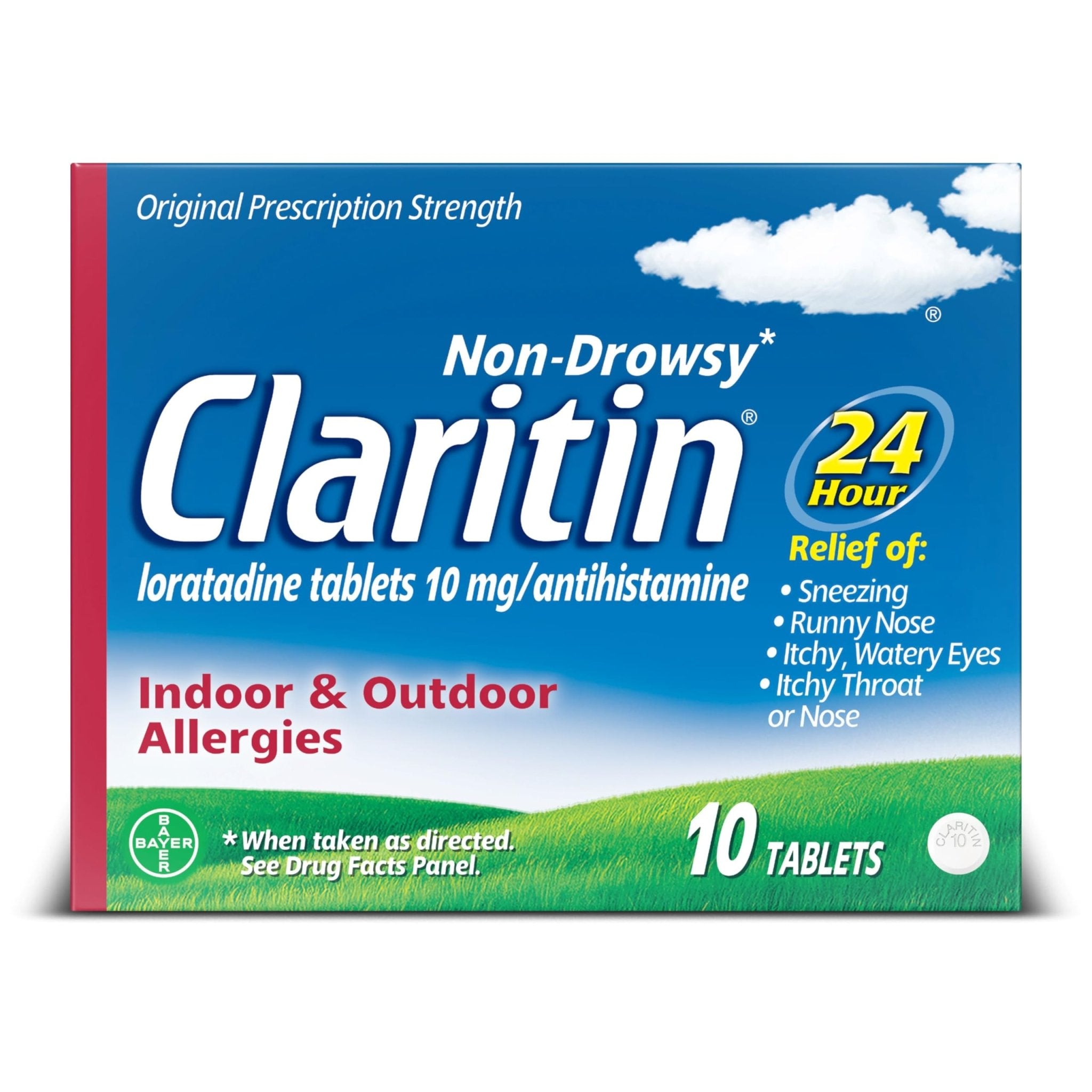 Claritin 24 HR Non Drowsy Allergy Medicine, Loratadine antihistamine tablets, 10 Ct - Maple Wellness Supplements