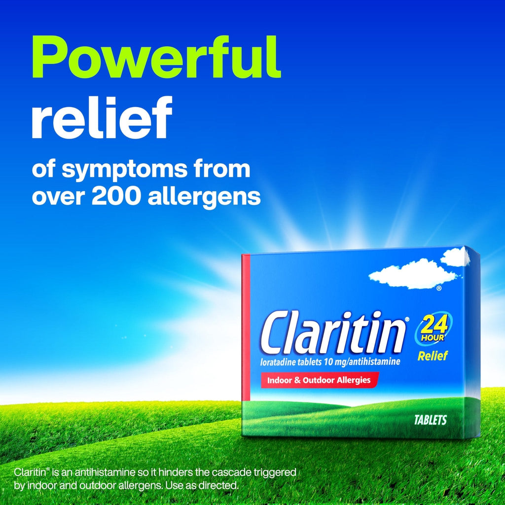 Claritin Allergy Medicine for Adults, 24-Hour Non-Drowsy Loratadine 10mg Pills, Antihistamine, 100 Tablets - Maple Wellness Supplements