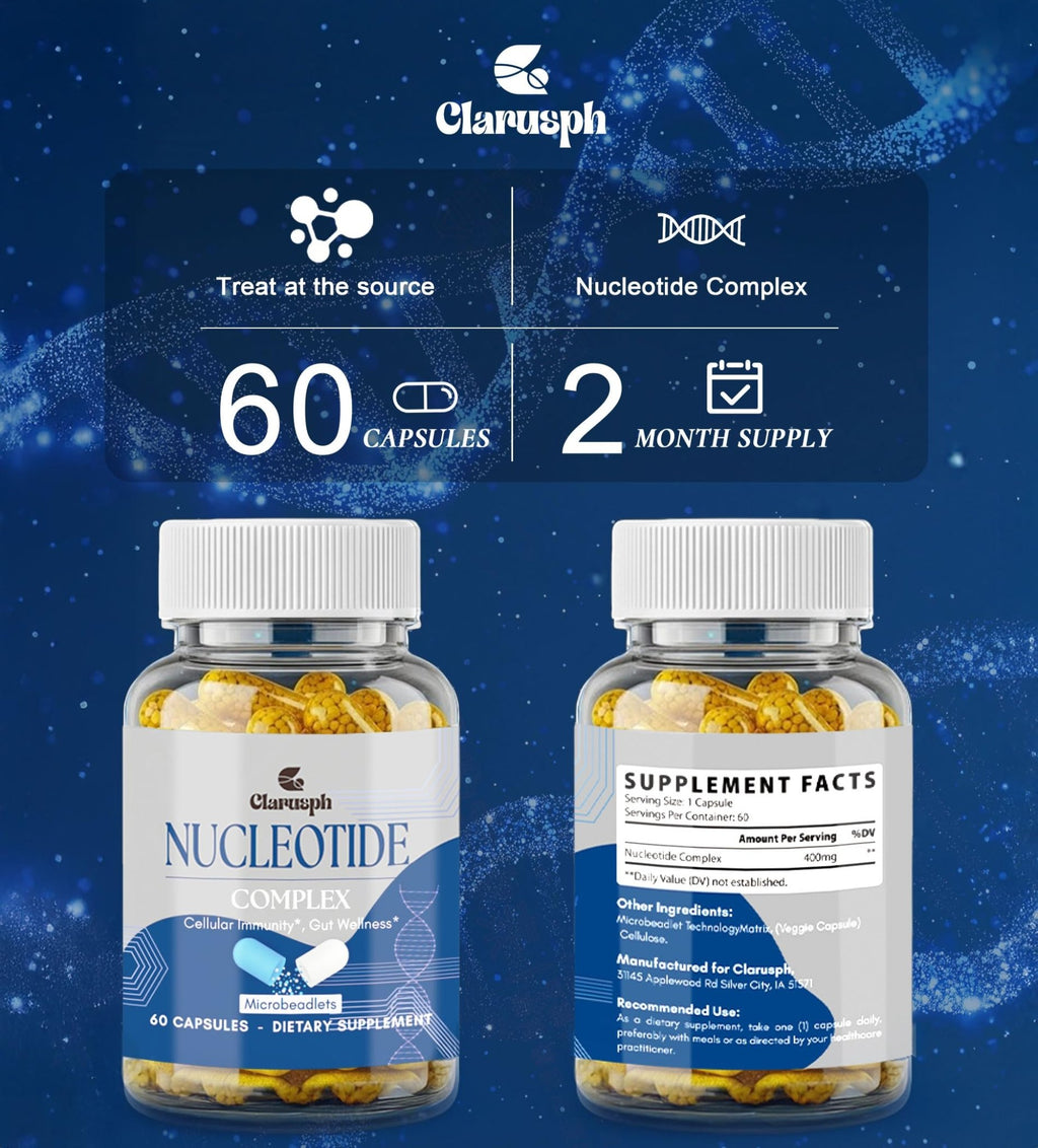 Clarusph Immunity* Supplement, Immune* Nucleotide Complex Blend 400mg Including AMP, CMP, GMP, UMP, Nucleo Immune*, 120 Capsules - TrustMedUSA