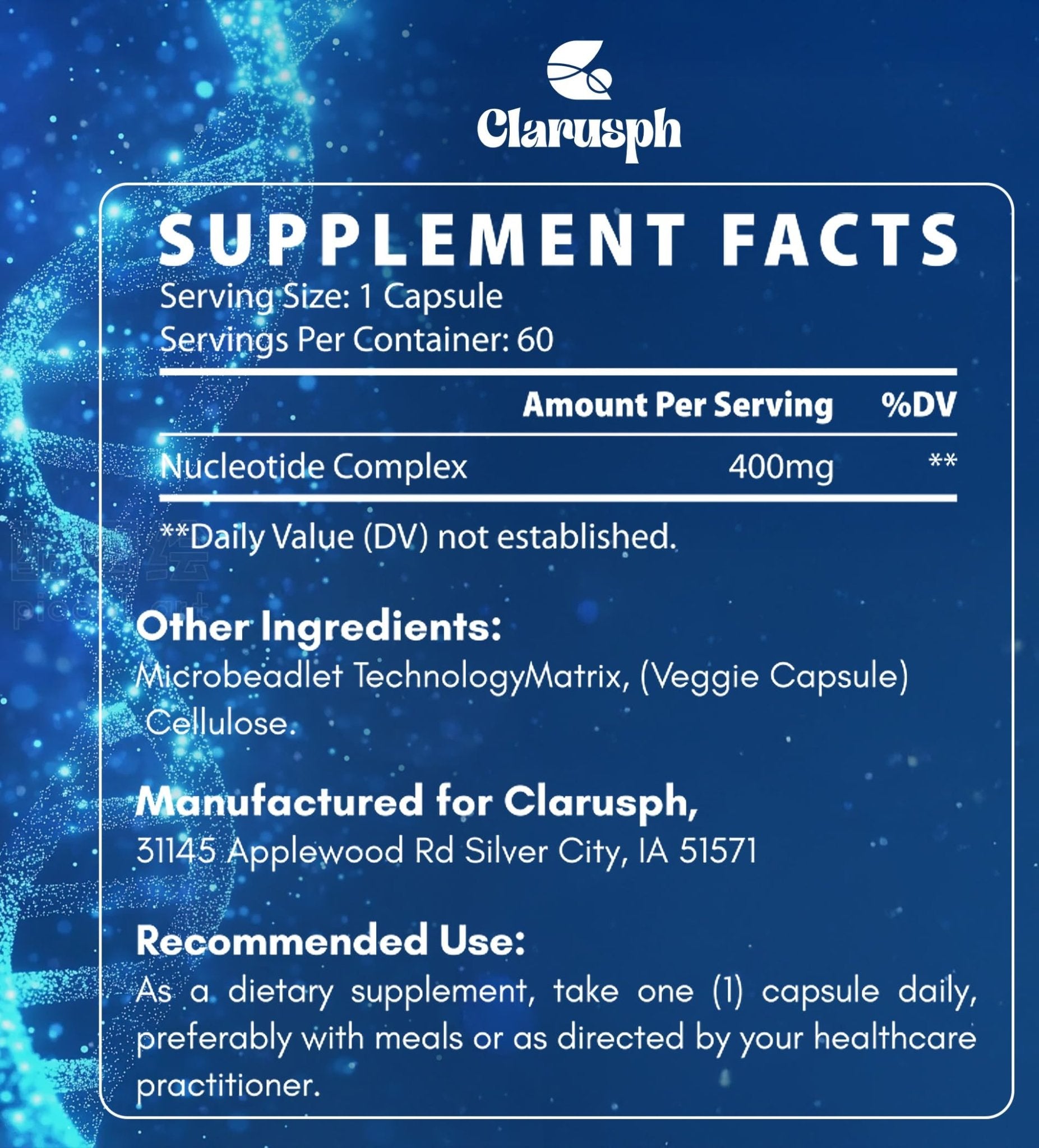 Clarusph Immunity* Supplement, Immune* Nucleotide Complex Blend 400mg Including AMP, CMP, GMP, UMP, Nucleo Immune*, 120 Capsules - TrustMedUSA