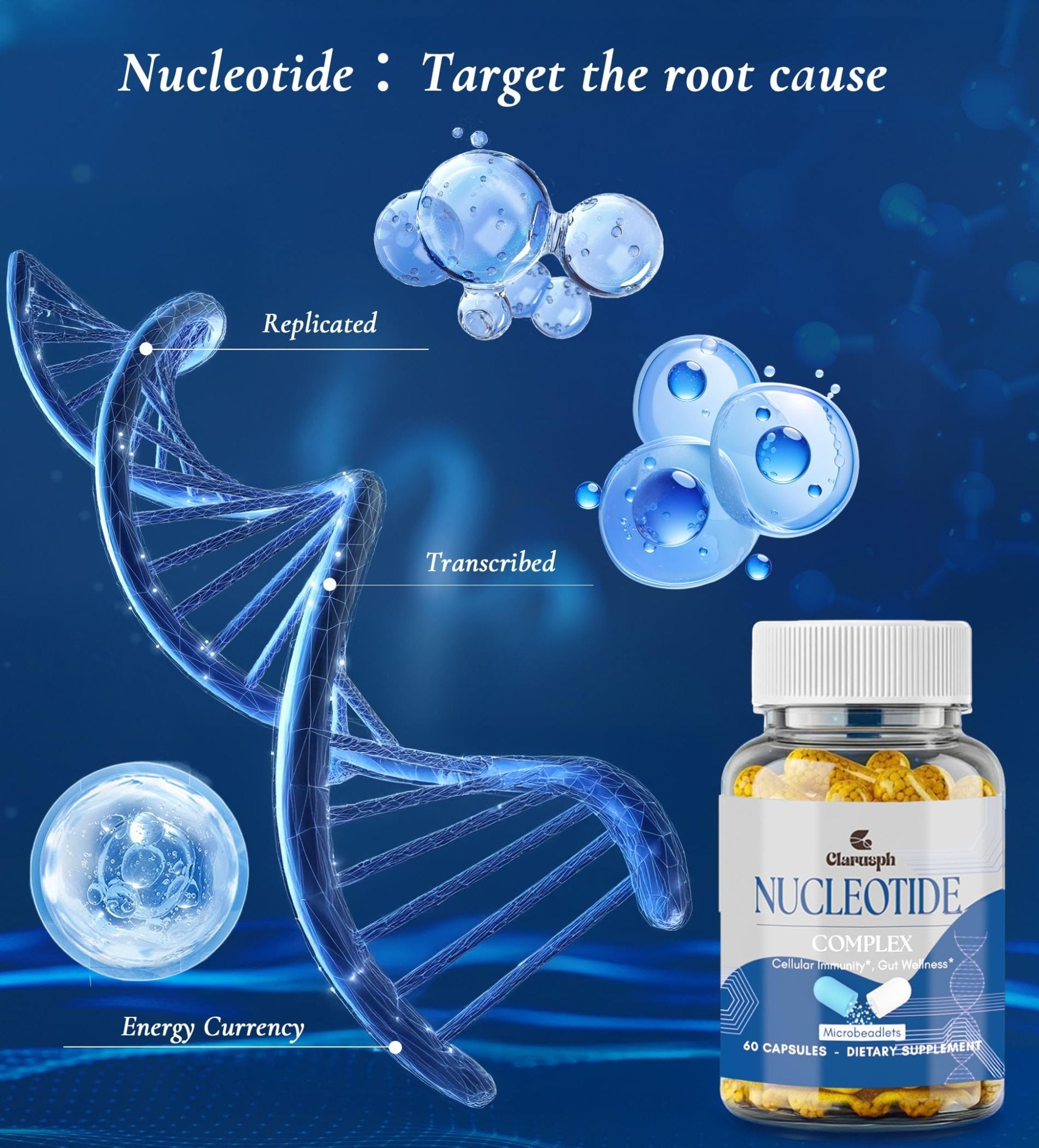 Clarusph Immunity* Supplement, Immune* Nucleotide Complex Blend 400mg Including AMP, CMP, GMP, UMP, Nucleo Immune*, 120 Capsules - TrustMedUSA