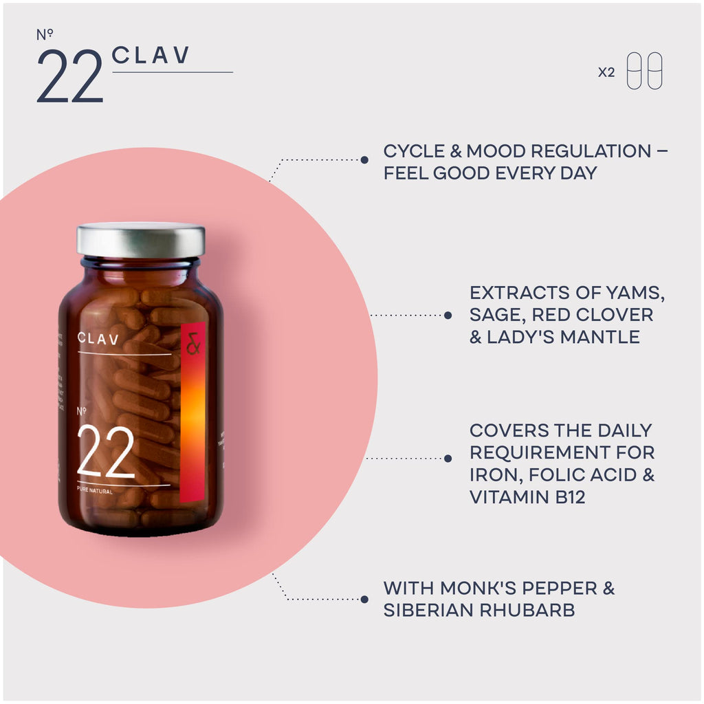 CLAV® Natural Hormone Balance for Women - PMS Relief with Siberian Rhubarb, Wild Yam & Vitex Berry - Vegan Menstrual Regulator Supplement - 120 Capsules - TrustMedUSA