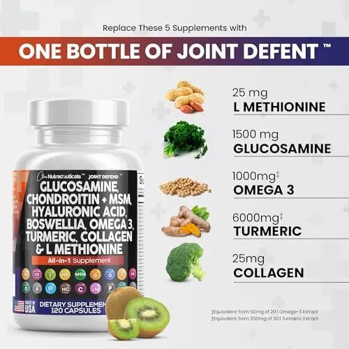 Clean Glucosamine Chondroitin MSM Turmeric Hyaluronic Acid Boswellia - TrustMedUSA
