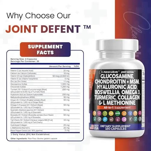 Clean Glucosamine Chondroitin MSM Turmeric Hyaluronic Acid Boswellia - TrustMedUSA