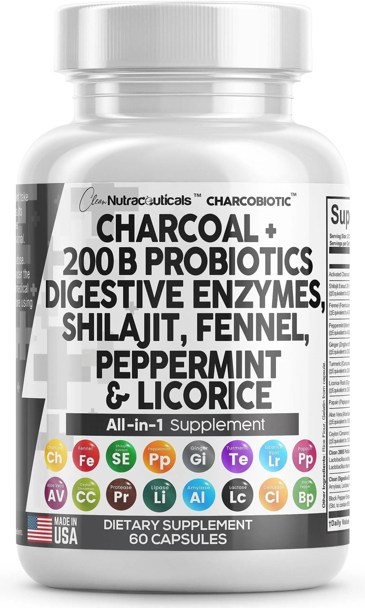 Clean Nutra Activated Charcoal Capsules 1000mg Shilajit 5000mg Pills - TrustMedUSA