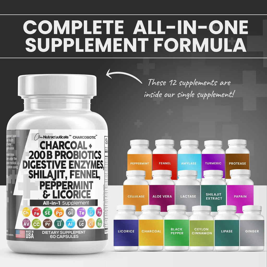 Clean Nutra Activated Charcoal Capsules 1000mg Shilajit 5000mg Pills - TrustMedUSA