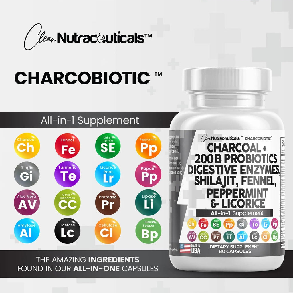 Clean Nutra Activated Charcoal Capsules 1000mg Shilajit 5000mg Pills - TrustMedUSA