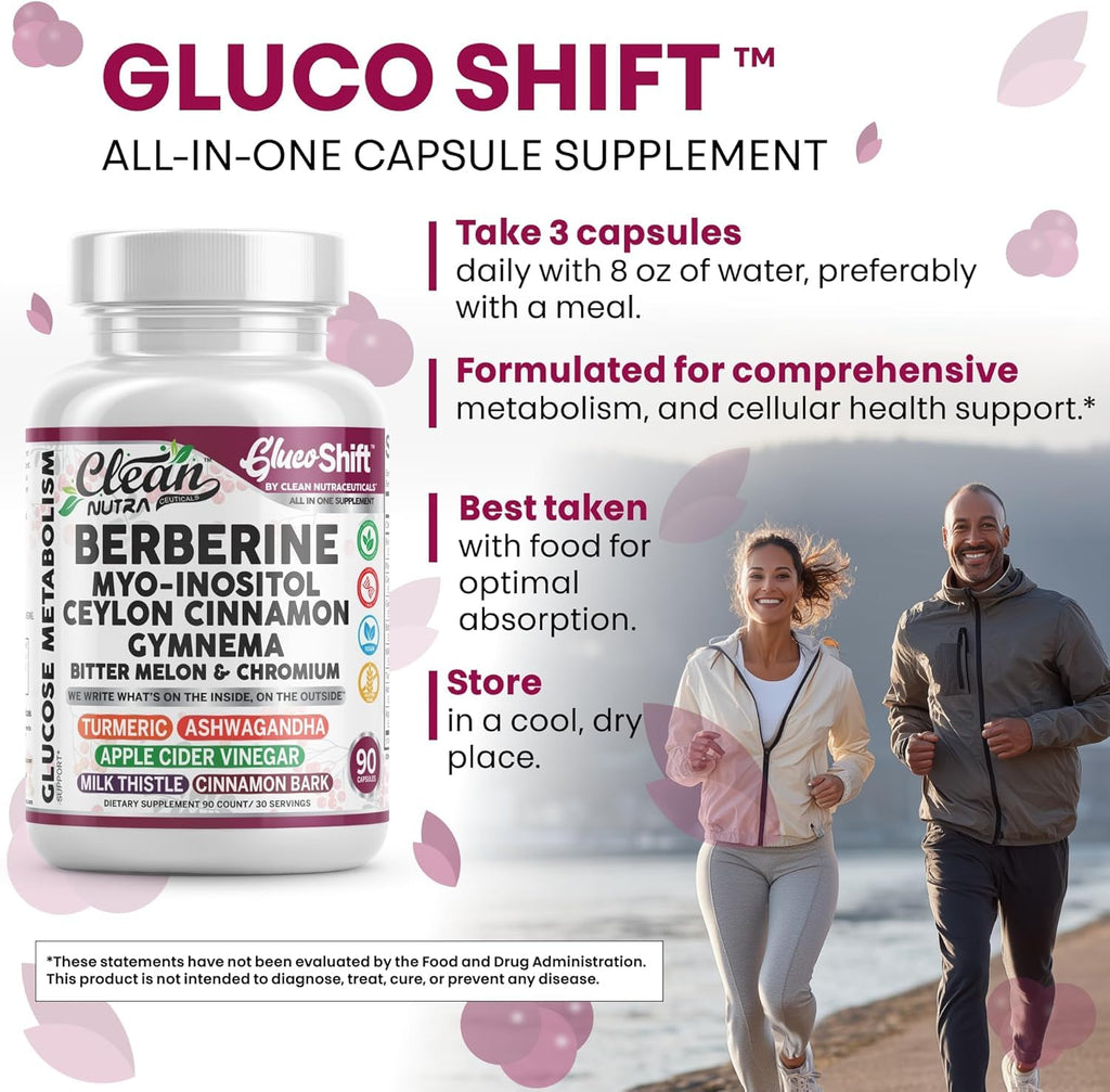 Clean Nutra Berberine Supplement Myo-Inositol Ceylon Cinnamon Gymnema Bitter Melon Chromium Complex for Digestion, Antioxidant Support & Wellness 90 Vegan Capsules Non-GMO - TrustMedUSA