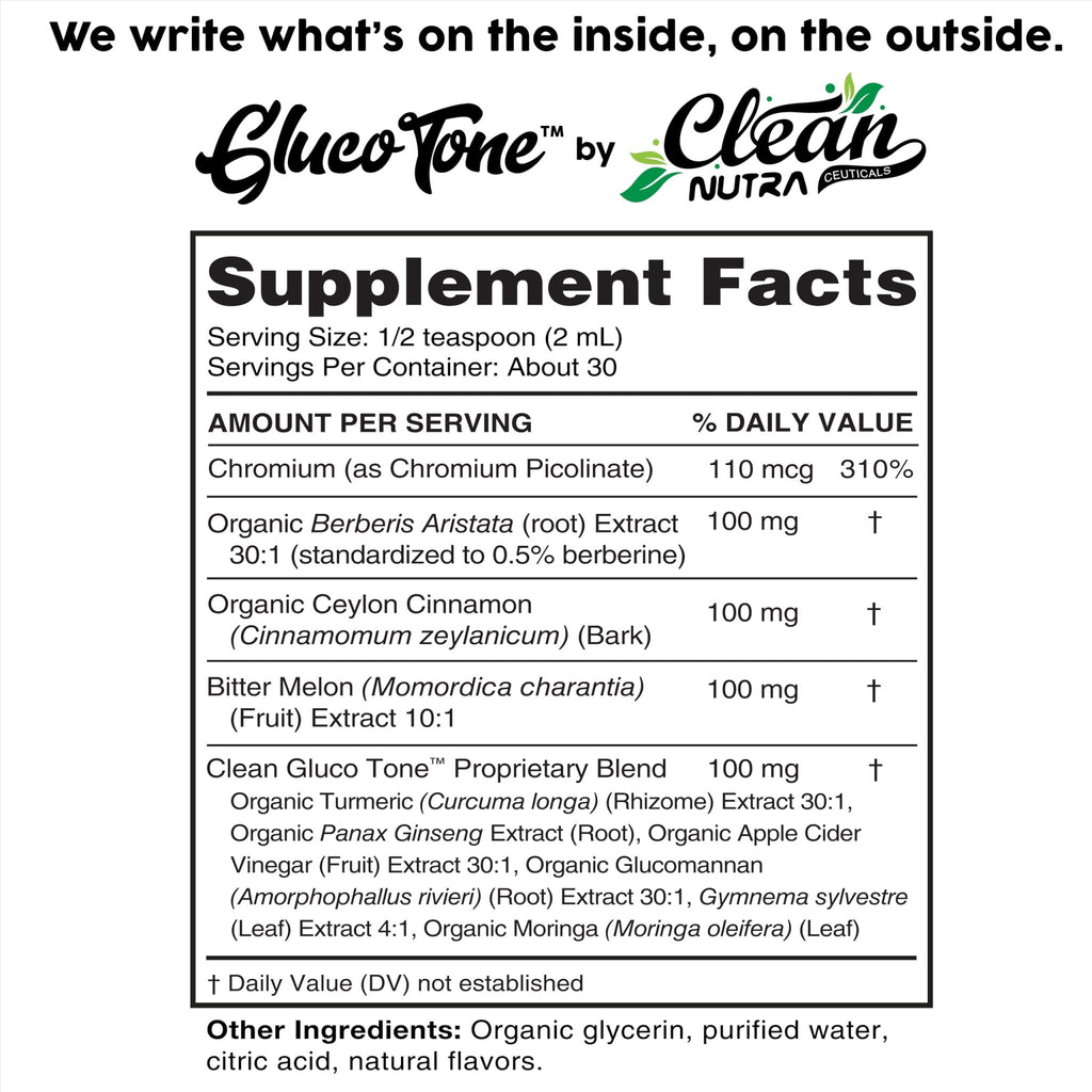 Clean Nutra Berberine with Ceylon Cinnamon Supplement Liquid Drops + Bitter Melon Extract, Glucomannan, Gymnema, Chromium - TrustMedUSA