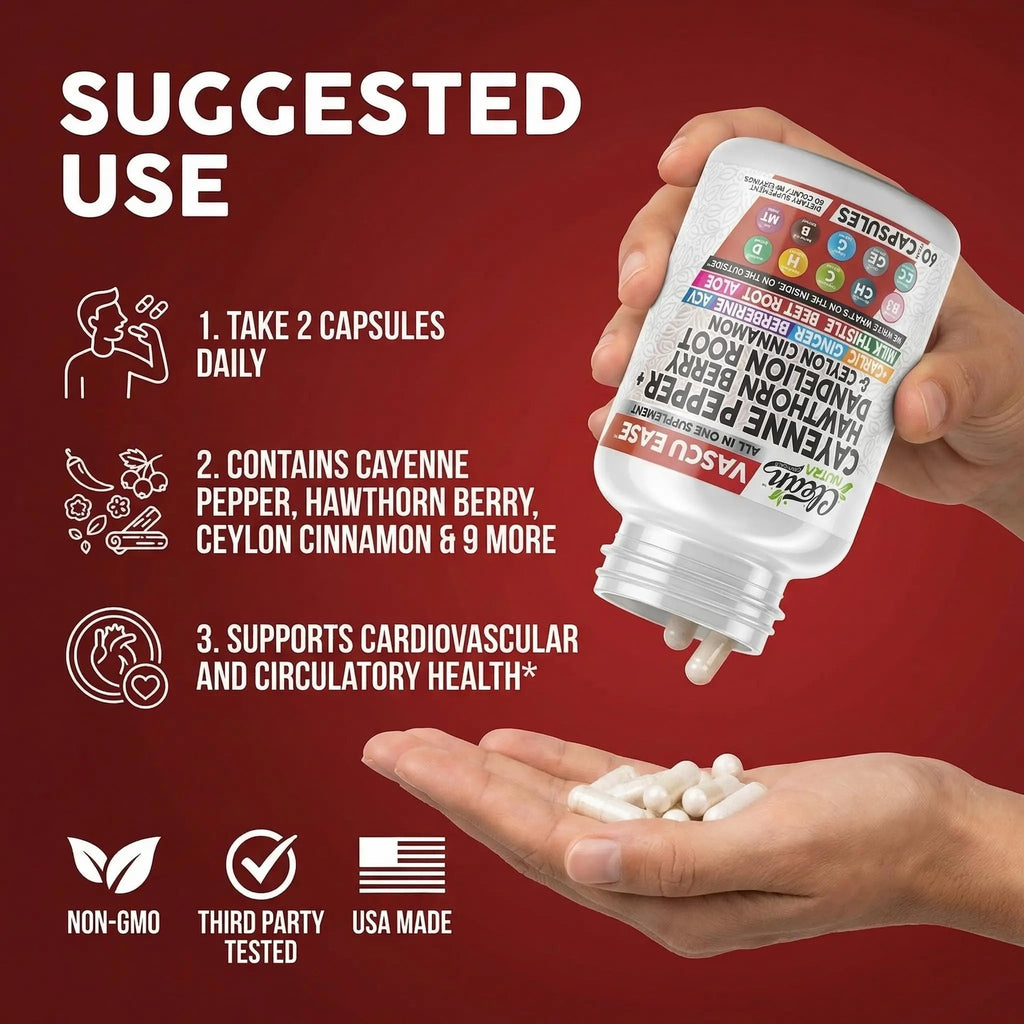 Clean Nutra Cayenne Pepper Capsules Supplement with Hawthorn Berry, Dandelion Root, Ceylon Cinnamon, Garlic, Ginger, Berberine, Apple Cider Vinegar, Milk Thistle, Beet Root, Aloe Vera Pills & More - TrustMedUSA