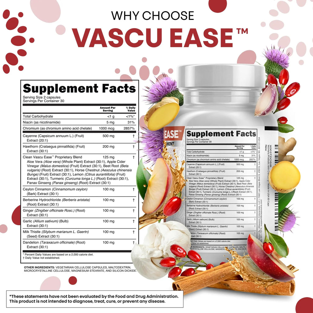 Clean Nutra Cayenne Pepper Capsules Supplement with Hawthorn Berry, Dandelion Root, Ceylon Cinnamon, Garlic, Ginger, Berberine, Apple Cider Vinegar, Milk Thistle, Beet Root, Aloe Vera Pills & More - TrustMedUSA