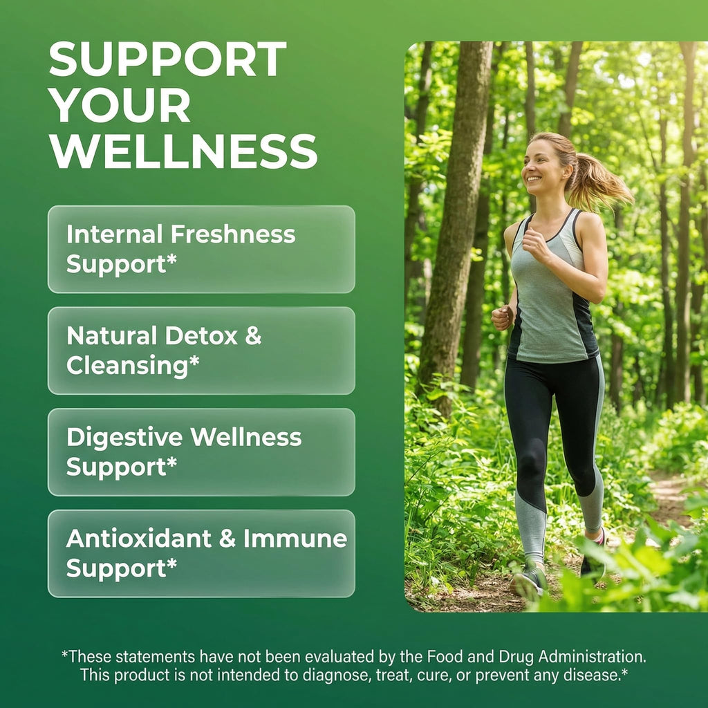 Clean Nutra Chlorophyll Capsules Supplement Internal Deodorant Peppermint, Sea Moss, Parsley, Chlorella, Spirulina, Slippery Elm, Ashwagandha, PhytoFresh Greens Detox Pills - TrustMedUSA