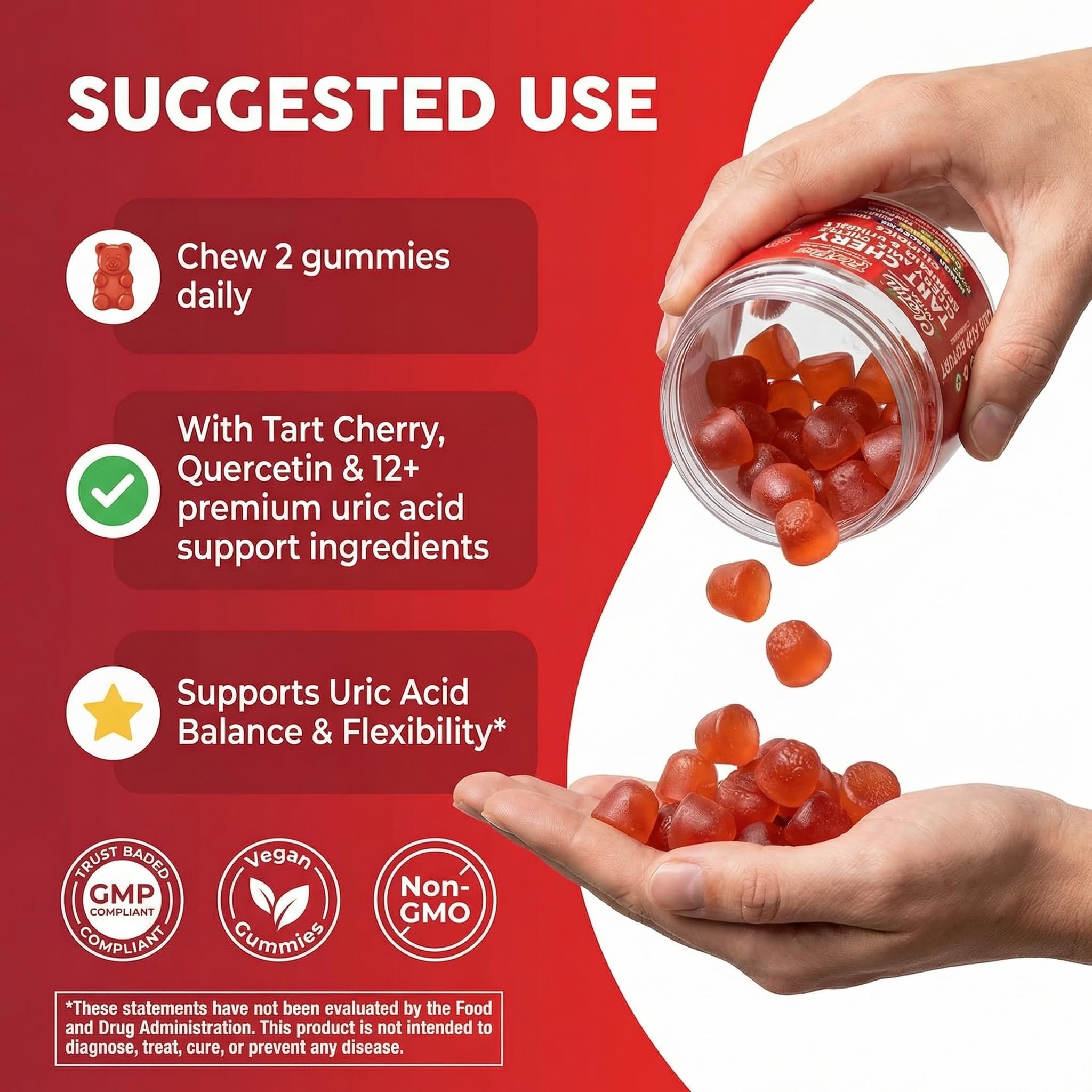 Clean Nutra Tart Cherry Gummies Uric Acid Flush Celery Milk Thistle Bromelain Vitamin C Magnesium Citrus Bergamot Ginger Stinging Nettle Leaf Chamomile Berberine Quercetin Support 60 Gummy Vitamins - TrustMedUSA