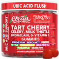Clean Nutra Tart Cherry Gummies Uric Acid Flush Celery Milk Thistle Bromelain Vitamin C Magnesium Citrus Bergamot Ginger Stinging Nettle Leaf Chamomile Berberine Quercetin Support 60 Gummy Vitamins - TrustMedUSA