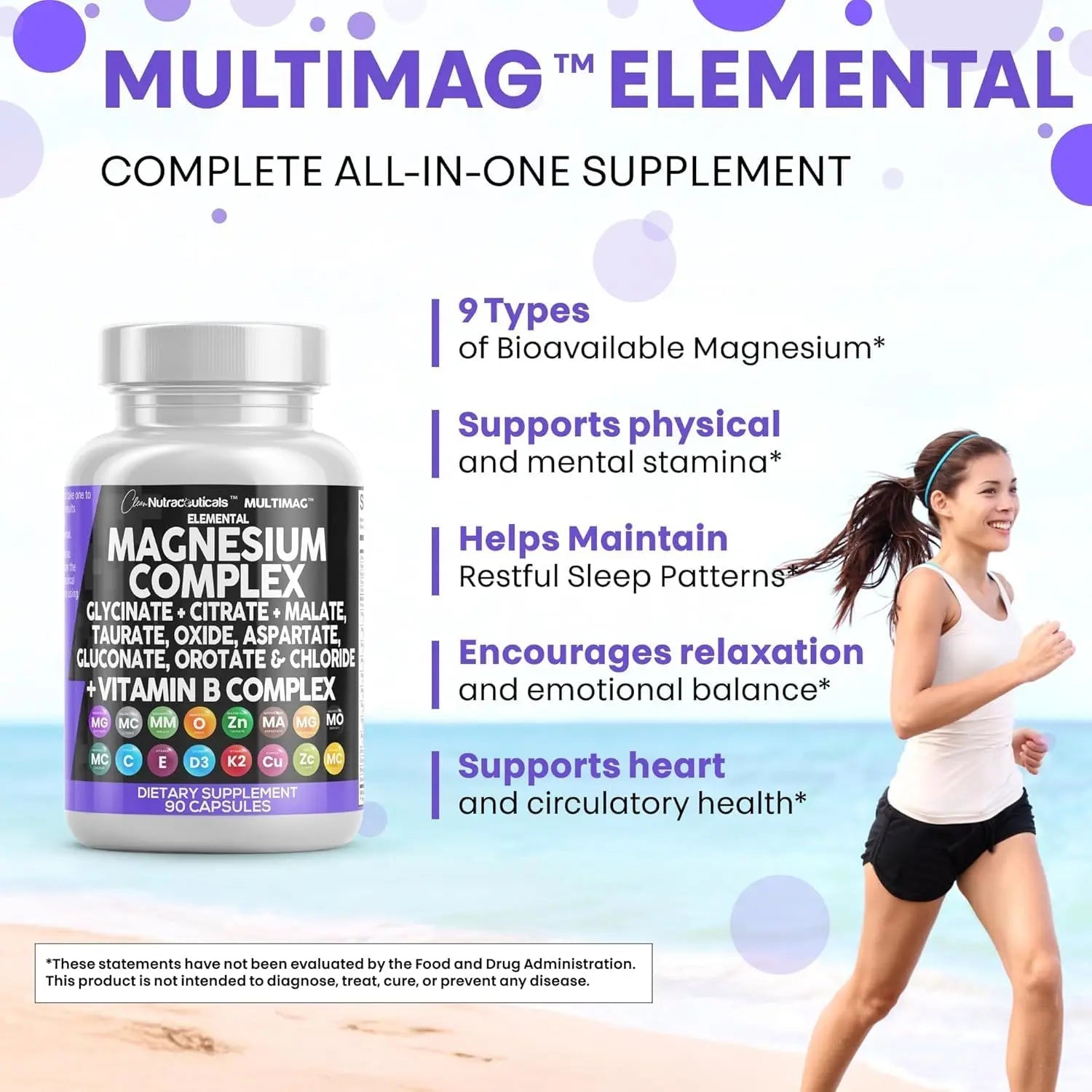 Clean Nutraceuticals Magnesium Complex with Magnesium Glycinate Citrate Malate Oxide Taurate Aspartate Orotate & Mag Chloride, Zinc Copper Manganese (90 Count (Pack of 2)) - TrustMedUSA