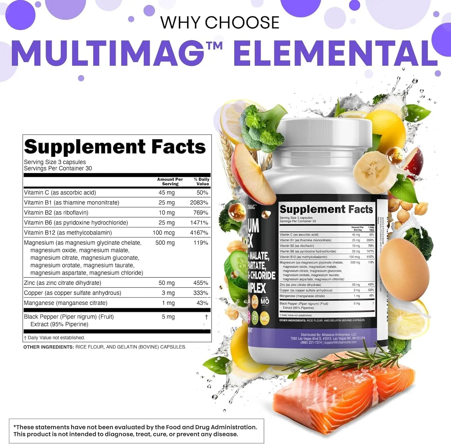 Clean Nutraceuticals Magnesium Complex with Magnesium Glycinate Citrate Malate Oxide Taurate Aspartate Orotate & Mag Chloride, Zinc Copper Manganese (90 Count (Pack of 2)) - TrustMedUSA