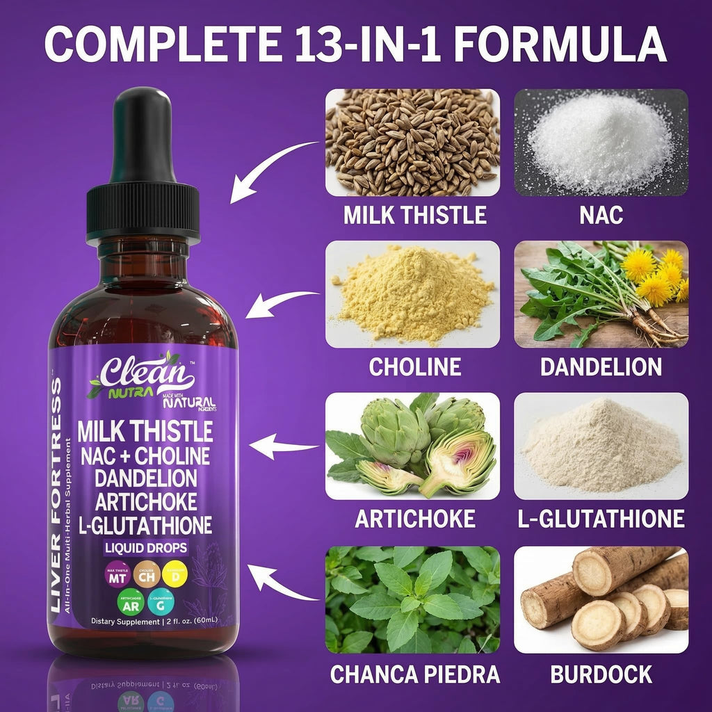 Clean Nutraceuticals Milk Thistle NAC Liver Cleanse Detox & Repair Supplement Liver Support Liquid Drops with Dandelion Extract, Artichoke, Chanca Piedra, Choline - TrustMedUSA