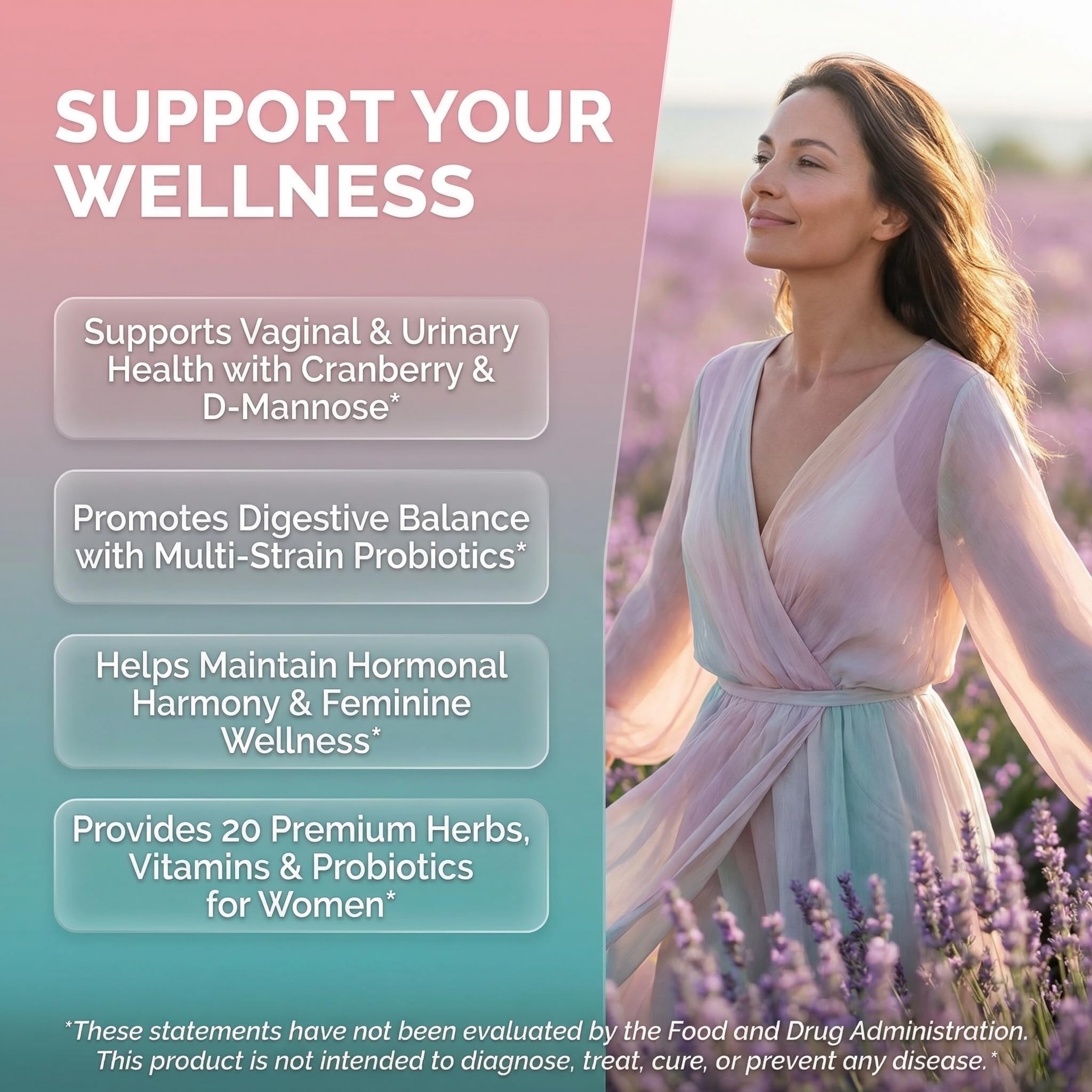 Clean Nutraceuticals Probiotics for Women with D Mannose, Cranberry Extract, Wild Yam, Chasteberry - 20 Probiotic and Prebiotic Strains - PH Balance, Womens Probiotic for Digestive Health - 60 Count - TrustMedUSA