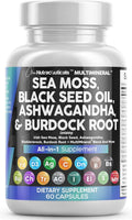 Clean Nutraceuticals Sea Moss Black Seed Oil Ashwagandha Turmeric Bladderwrack Burdock & Vitamin C Vitamin D3 with Elderberry - TrustMedUSA