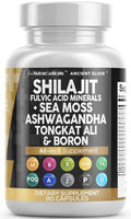 Clean Nutraceuticals Shilajit Supplement for Men with Sea Moss, Tongkat Ali, Ashwagandha, Boron, Zinc, CoQ10, PQQ - Fulvic Acid Capsules - Energy Support - 90 Count - Resin, Gummy & Powder Alternative - TrustMedUSA