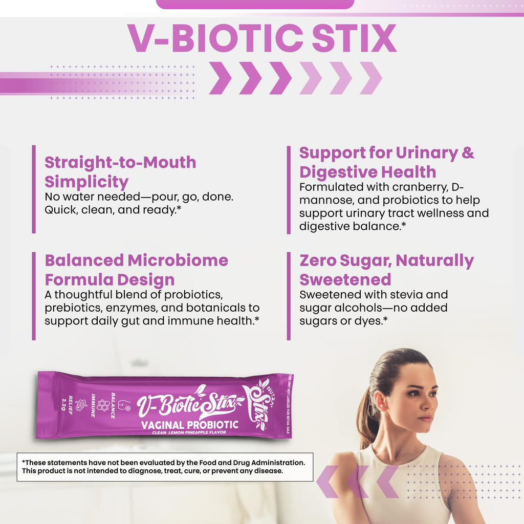 Clean Nutraceuticals Vaginal Probiotics for Women with Cranberry Extract, D-Mannose, Prebiotics, pH Balance for Women, Vaginal Health – Womens Probiotic Alternative to Gummies - 20 Stix - TrustMedUSA