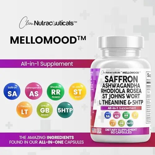 Clean Saffron Supplements with Ashwagandha 8000mg - Mood Support with L-Theanine - TrustMedUSA
