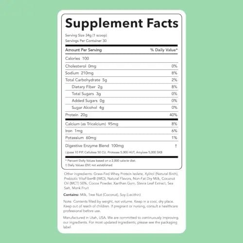 Clean Simple Eats Mint Chocolate Cookie Whey Protein Powder, Natural Sweetened - TrustMedUSA