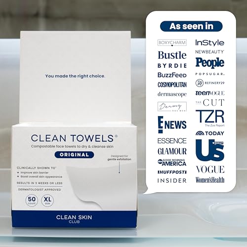 Clean Skin Club Clean Towels XL®, 100% USDA Biobased Face Towel, Disposable Face - TrustMedUSA