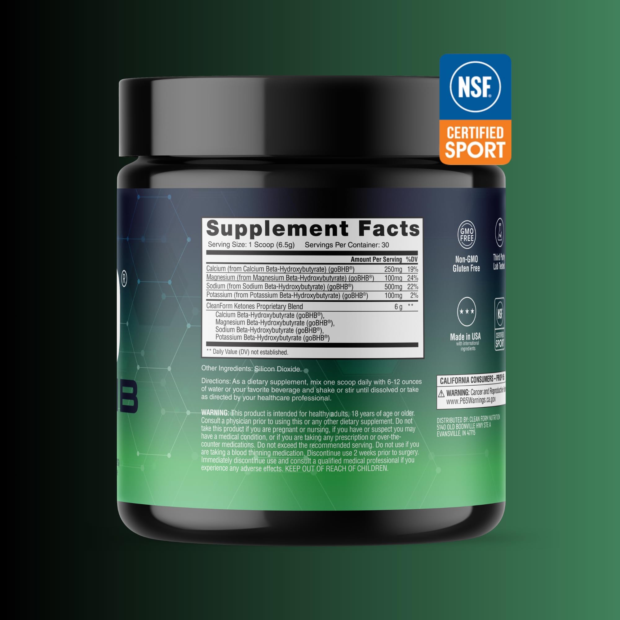CleanForm Nutrition goBHB® Clean Energy Powder | NSF Sport Certified | Cellular Fuel with BHB Salts | Enhances Endurance, Mental Clarity, Hydration & Recovery | No Caffeine or Sugar | Neutral Flavor - TrustMedUSA