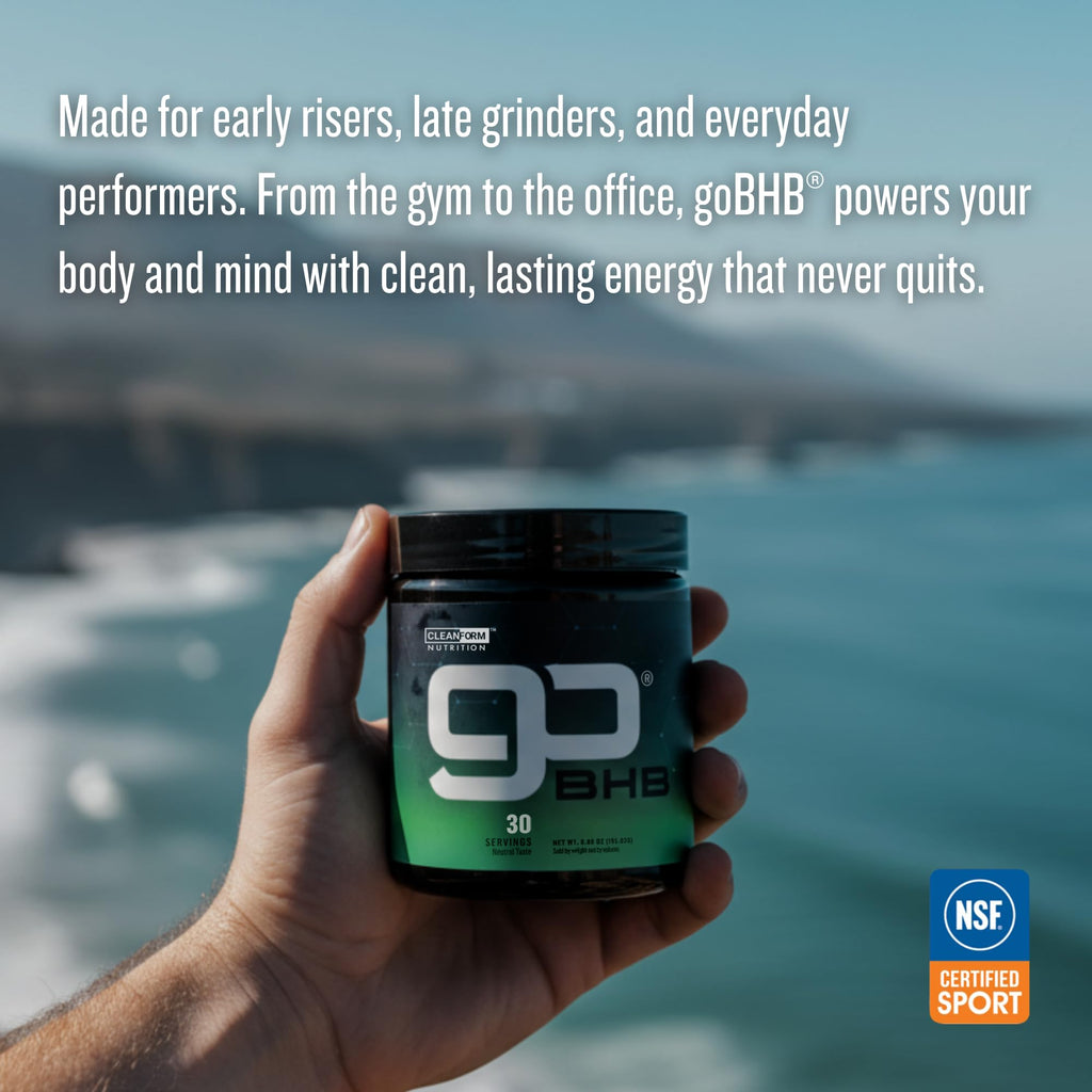 CleanForm Nutrition goBHB® Clean Energy Powder | NSF Sport Certified | Cellular Fuel with BHB Salts | Enhances Endurance, Mental Clarity, Hydration & Recovery | No Caffeine or Sugar | Neutral Flavor - TrustMedUSA