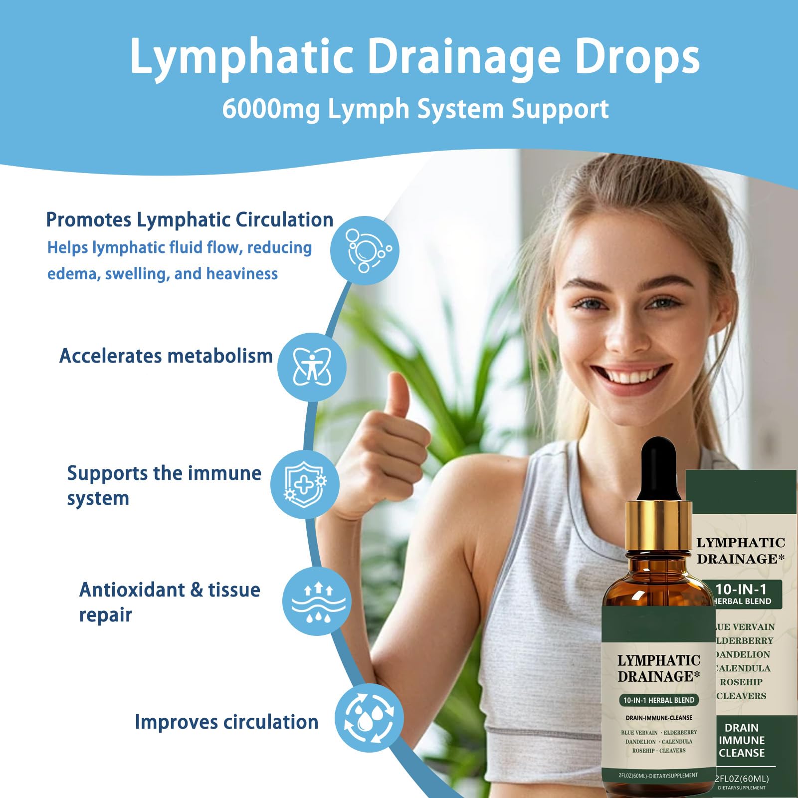 Cleantra Organic Lymphatic Drainage Drops,Natural Herbal Blend Lymphatic System Support Fast-Absorbing,Vegan & Non-GMO,Fast-Absorbing,2 fl oz (1PCS) - Maple Wellness Supplements