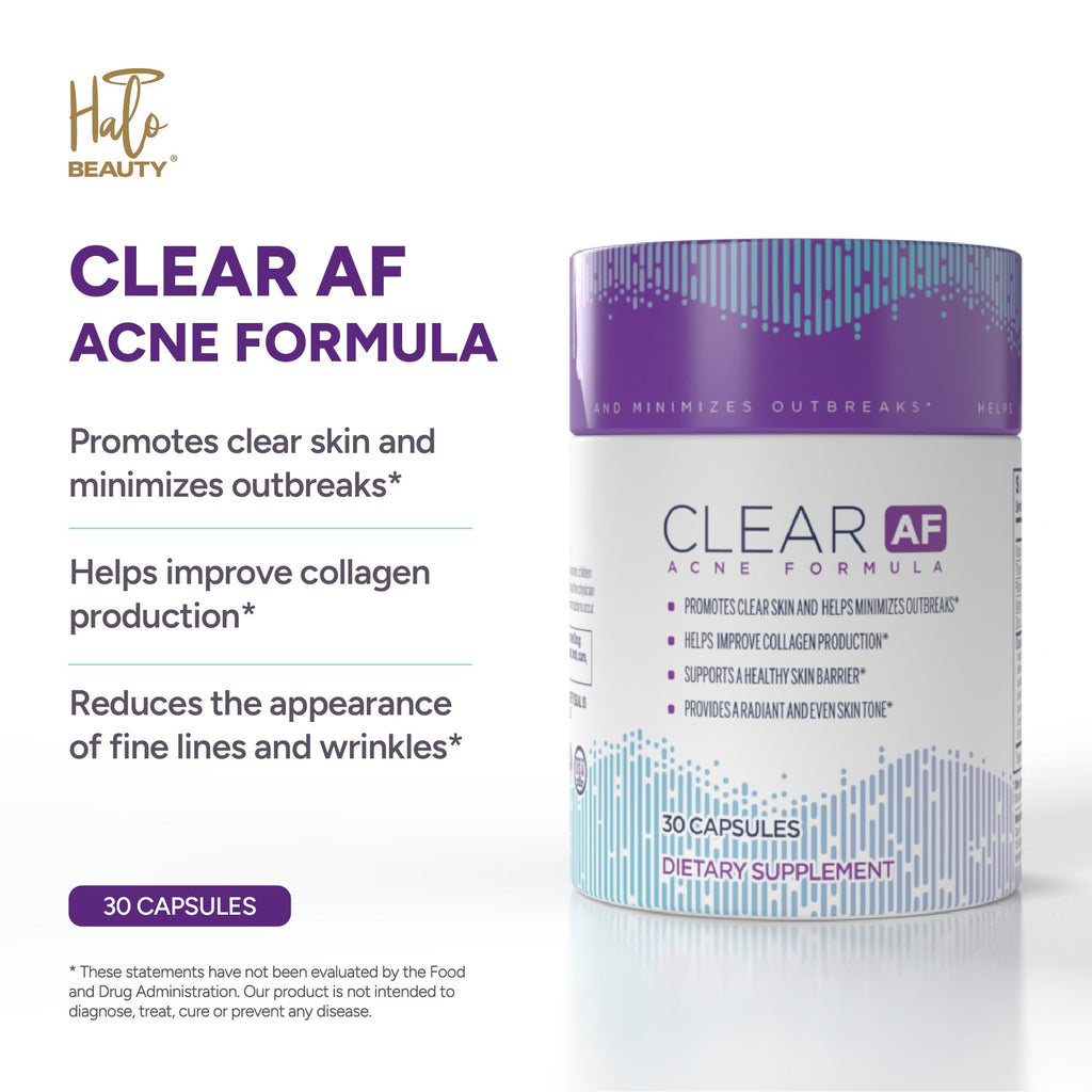 Clear AF Clear Skin Supplement | Skin Barrier Hydration & Clear Complexion Support with Vegan Ceramides, Zinc, Vitamin D3, B6, Riboflavin & Thiamine | Vegan Capsules | 30-Day Supply - TrustMedUSA