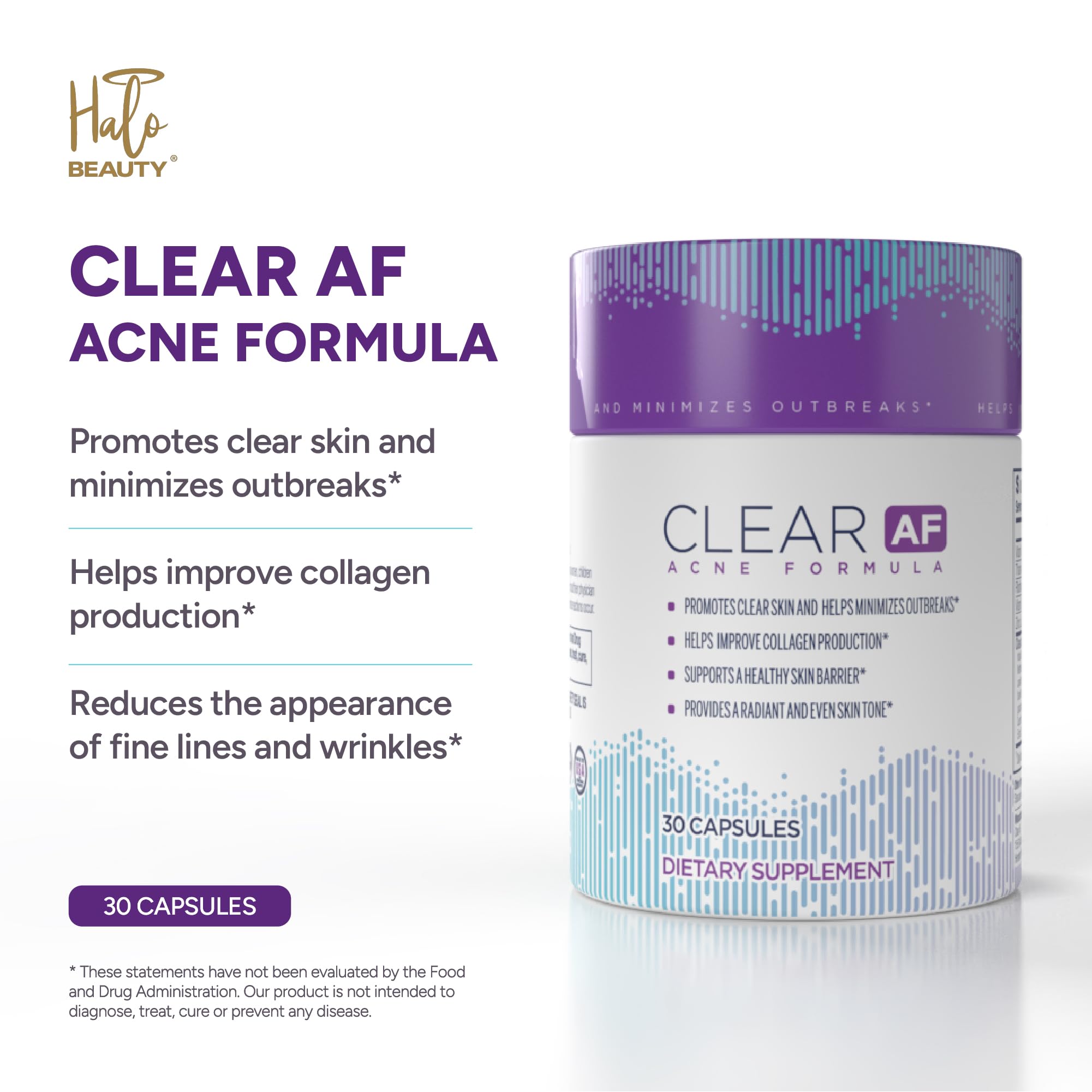 Clear AF Clear Skin Supplement | Skin Barrier Hydration & Clear Complexion Support with Vegan Ceramides, Zinc, Vitamin D3, B6, Riboflavin & Thiamine | Vegan Capsules | 30-Day Supply - TrustMedUSA