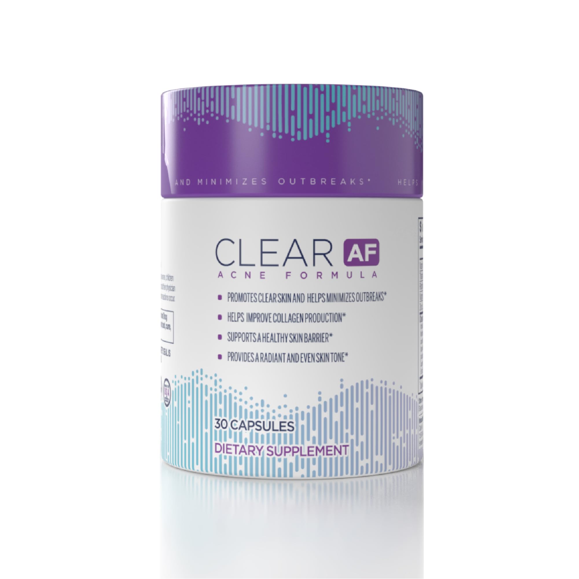 Clear AF Clear Skin Supplement | Skin Barrier Hydration & Clear Complexion Support with Vegan Ceramides, Zinc, Vitamin D3, B6, Riboflavin & Thiamine | Vegan Capsules | 30-Day Supply - TrustMedUSA