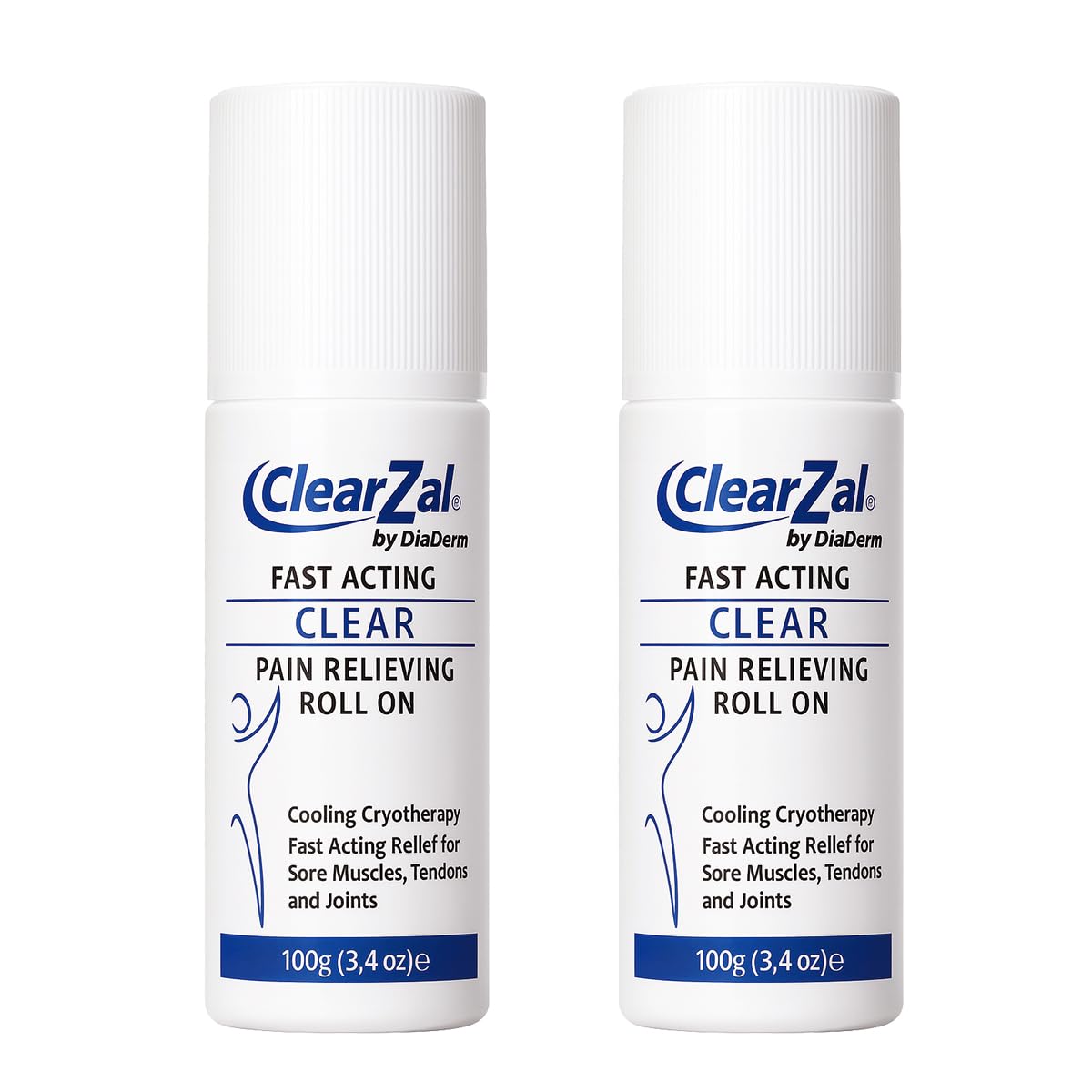 ClearZal Fast Acting Clear Pain Relieving Roll On Cooling Relief of Joint Pain, Muscle Pain, Muscle Soreness, and Swelling from Bruises or Injury - Non-Greasy - Homeopathy, 3.4oz Made in USA - TrustMedUSA