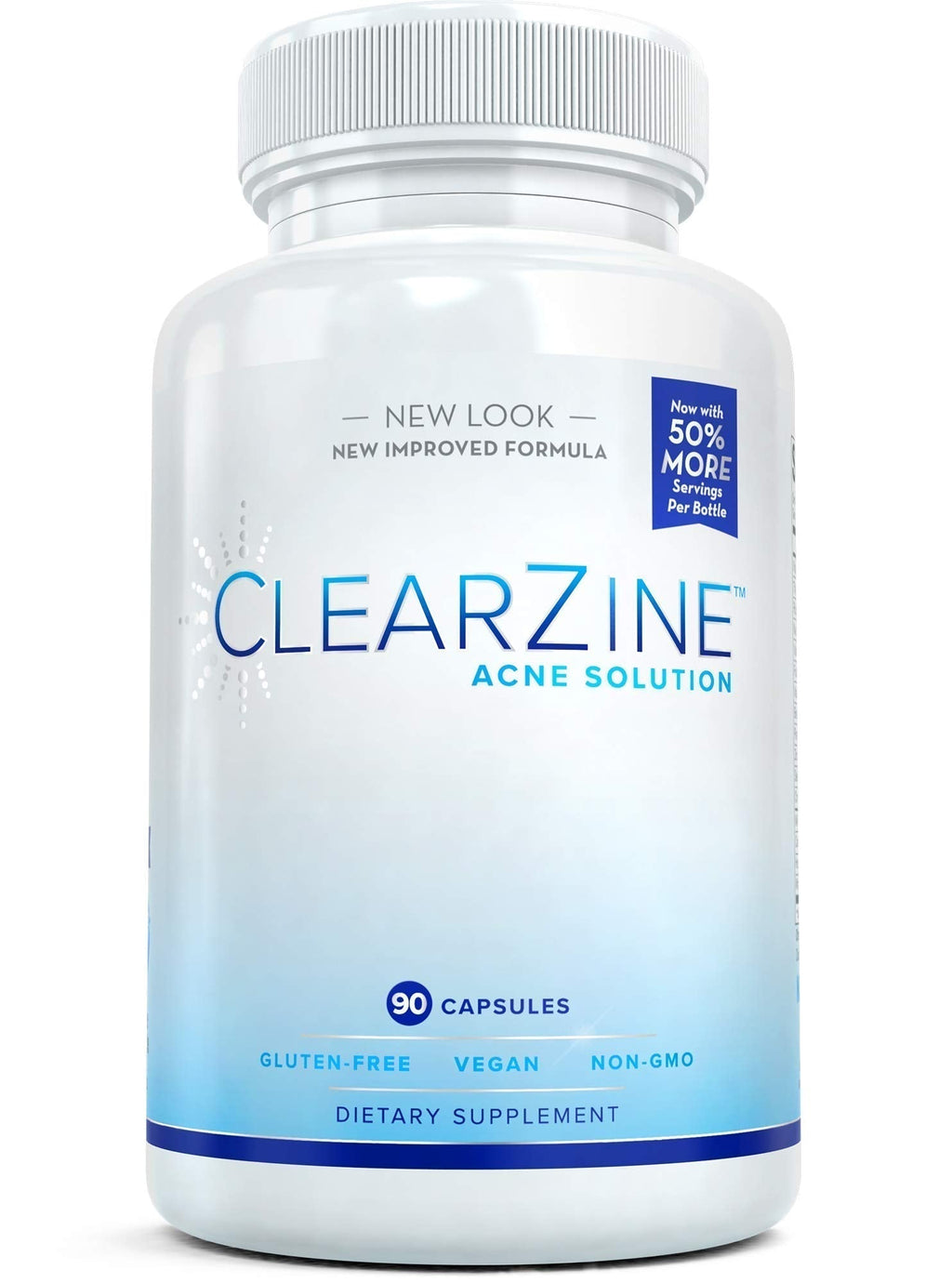 ClearZine Acne Pills for Teens & Adults | Clear Skin Supplement, Vitamins for Hormonal & Cystic Acne | Stop Breakouts, Oily Skin and Zits, 90 Caps - TrustMedUSA