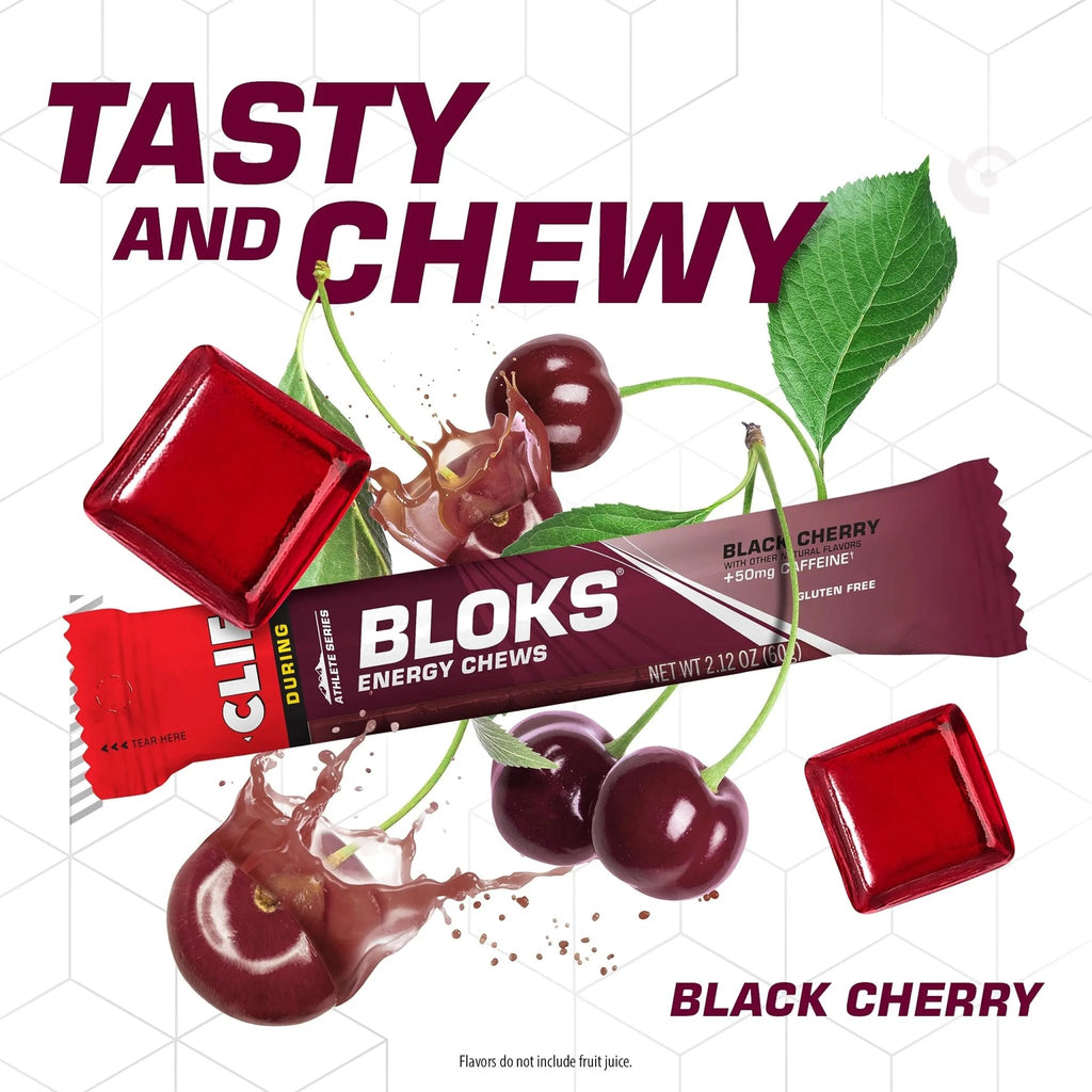CLIF BLOKS - Black Cherry Flavor with Caffeine - Energy Chews - Non-GMO - TrustMedUSA