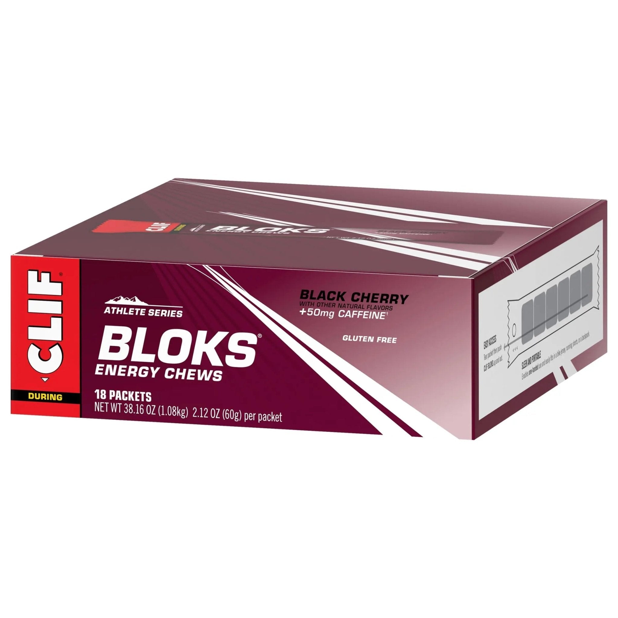 CLIF BLOKS - Black Cherry Flavor with Caffeine - Energy Chews - Non-GMO - TrustMedUSA