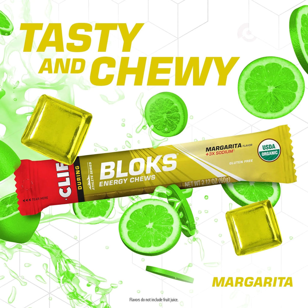CLIF BLOKS - Margarita Flavor with 3X Sodium - Energy Chews - Non-GMO - TrustMedUSA