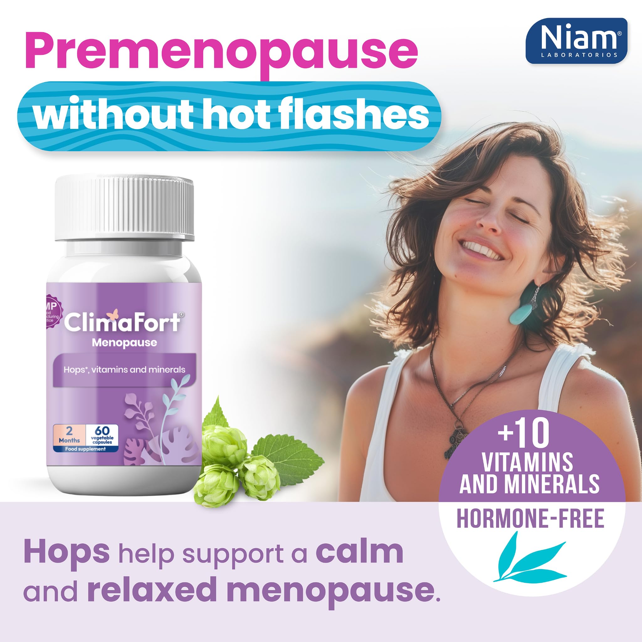 Climafort 60 Day Supply | Menopause Relief Pills | Natural Relief for Hot Flashes, Night Sweats, Mood Swings & Hormone Balance | Hops, Vitamins, and Minerals | 1 Capsule Daily - TrustMedUSA