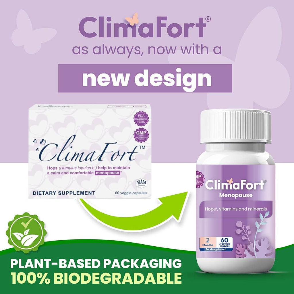 Climafort 60 Day Supply | Menopause Relief Pills | Natural Relief for Hot Flashes, Night Sweats, Mood Swings & Hormone Balance | Hops, Vitamins, and Minerals | 1 Capsule Daily - TrustMedUSA