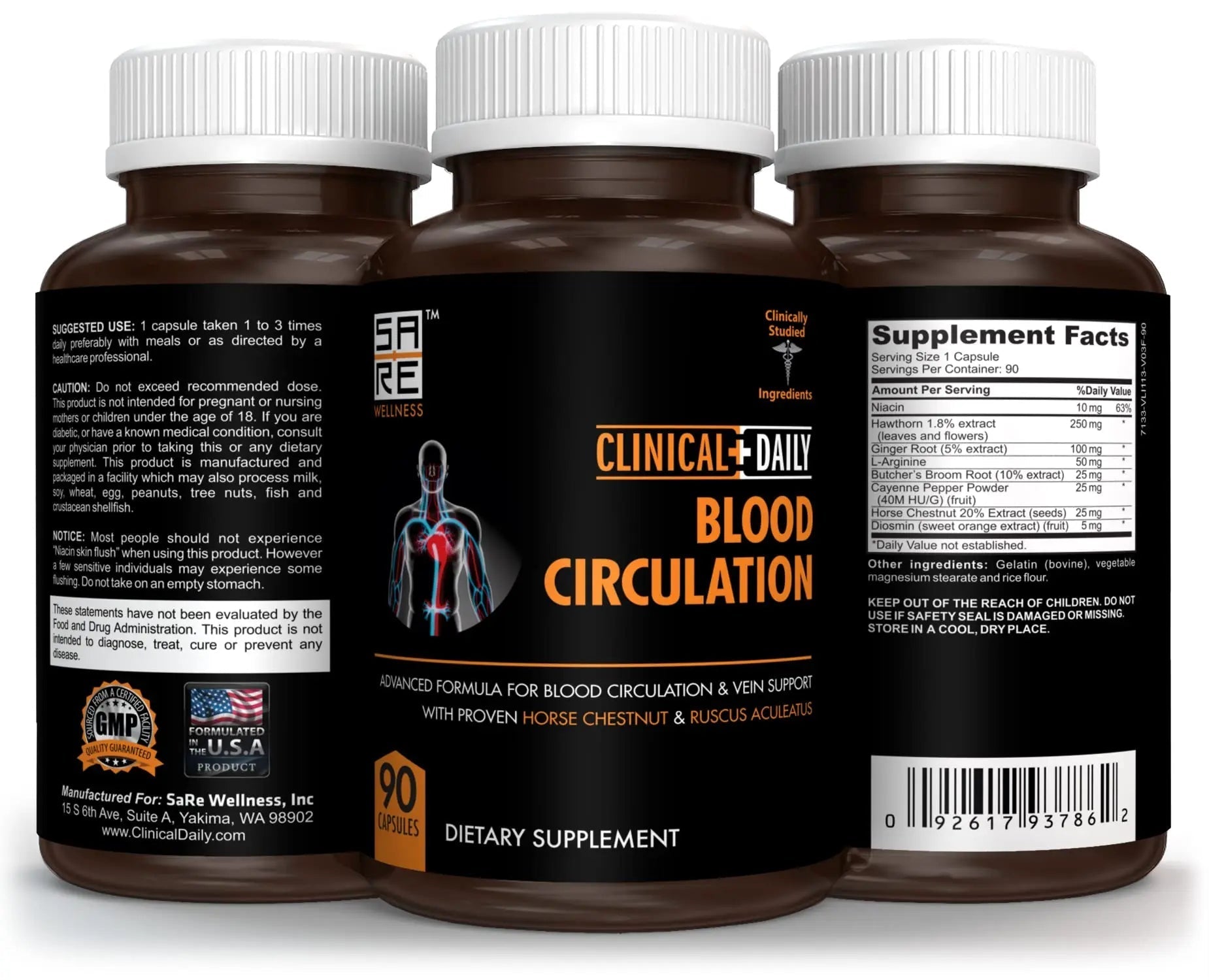 Clinical Daily Blood Circulation Supplements. Butchers Broom, Horse Chestnut, Hawthorn - TrustMedUSA