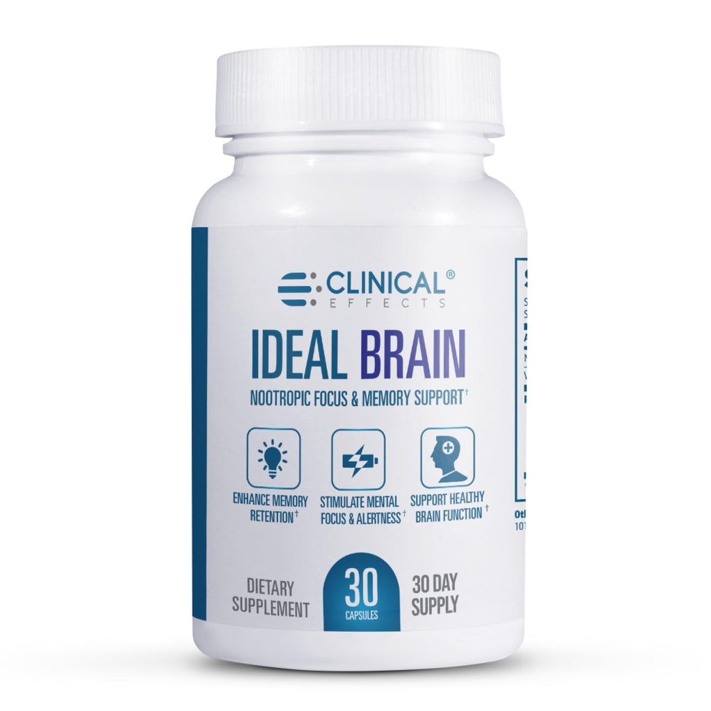 Clinical Effects Ideal Brain - Dietary Supplement for Nootropic Focus and Memory Support - 30 Capsules - B Vitamins, GABA, Alpha-GPC - Helps Support Mental Focus, and Optimal Brain Function - TrustMedUSA