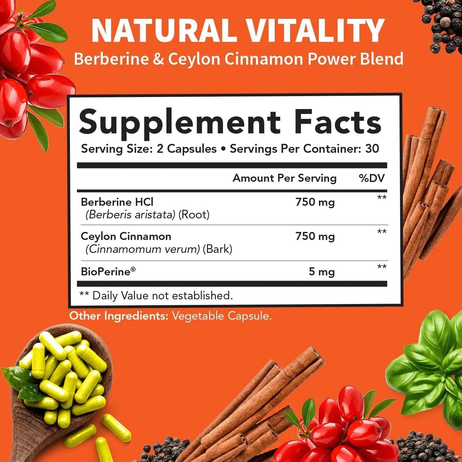 Clinical Grade Berberine Supplement 1500mg HCL Plus Ceylon Cinnamon Weight Managemen - TrustMedUSA