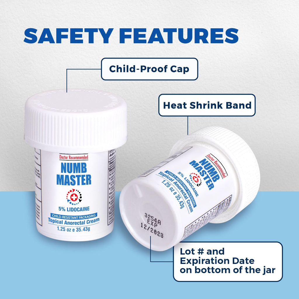 Clinical Resolution Numb Master 5% Lidocaine Numbing Cream for Pain Relief, Topical Anesthetic Burn Itch Cream Maximum Strength, Fast Acting Hemorrhoid Treatment with Vitamin E and Aloe, 1.25 Oz - Maple Wellness Supplements